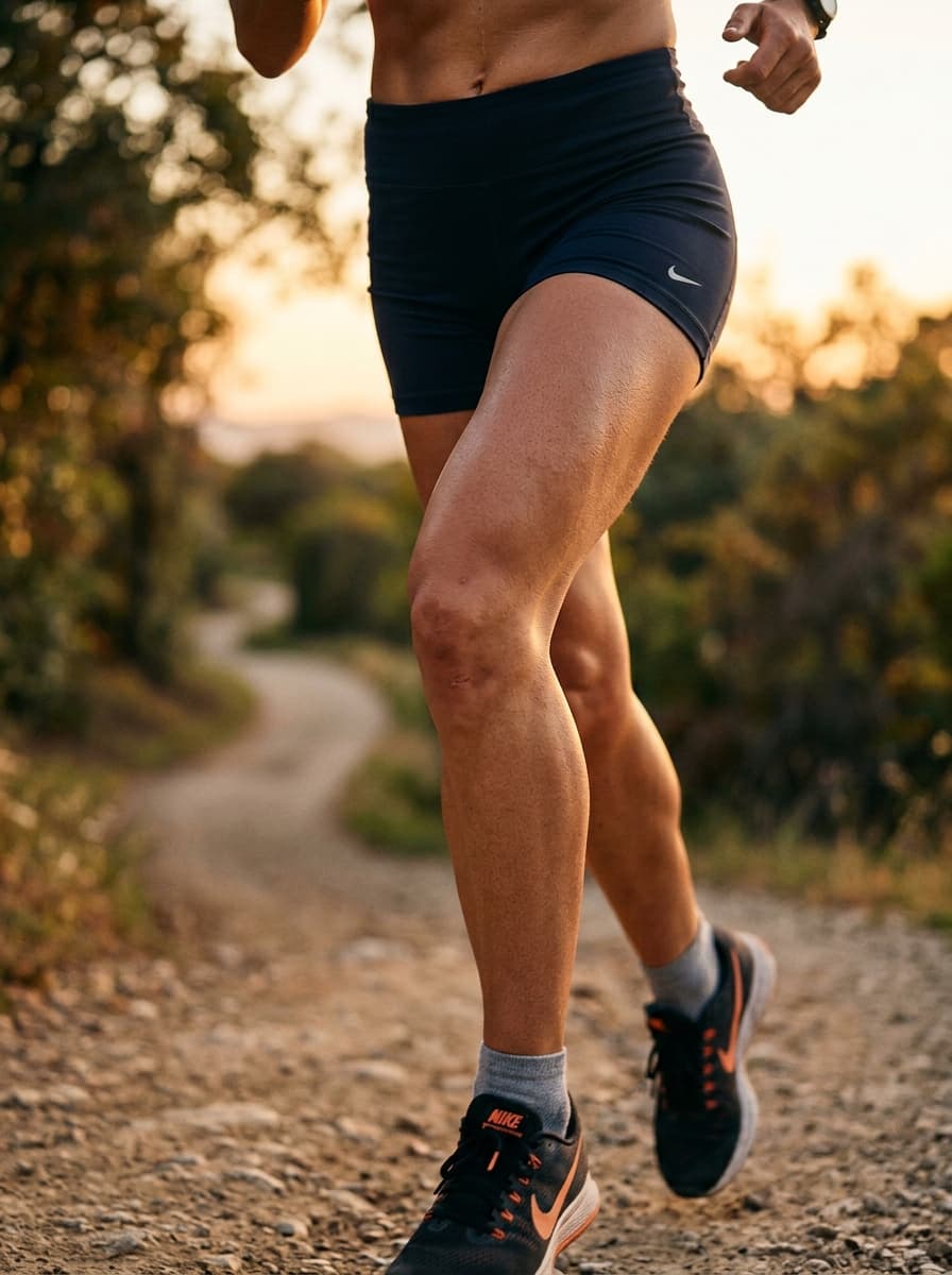 Runner mid-stride in golden light — recovery and tissue repair
