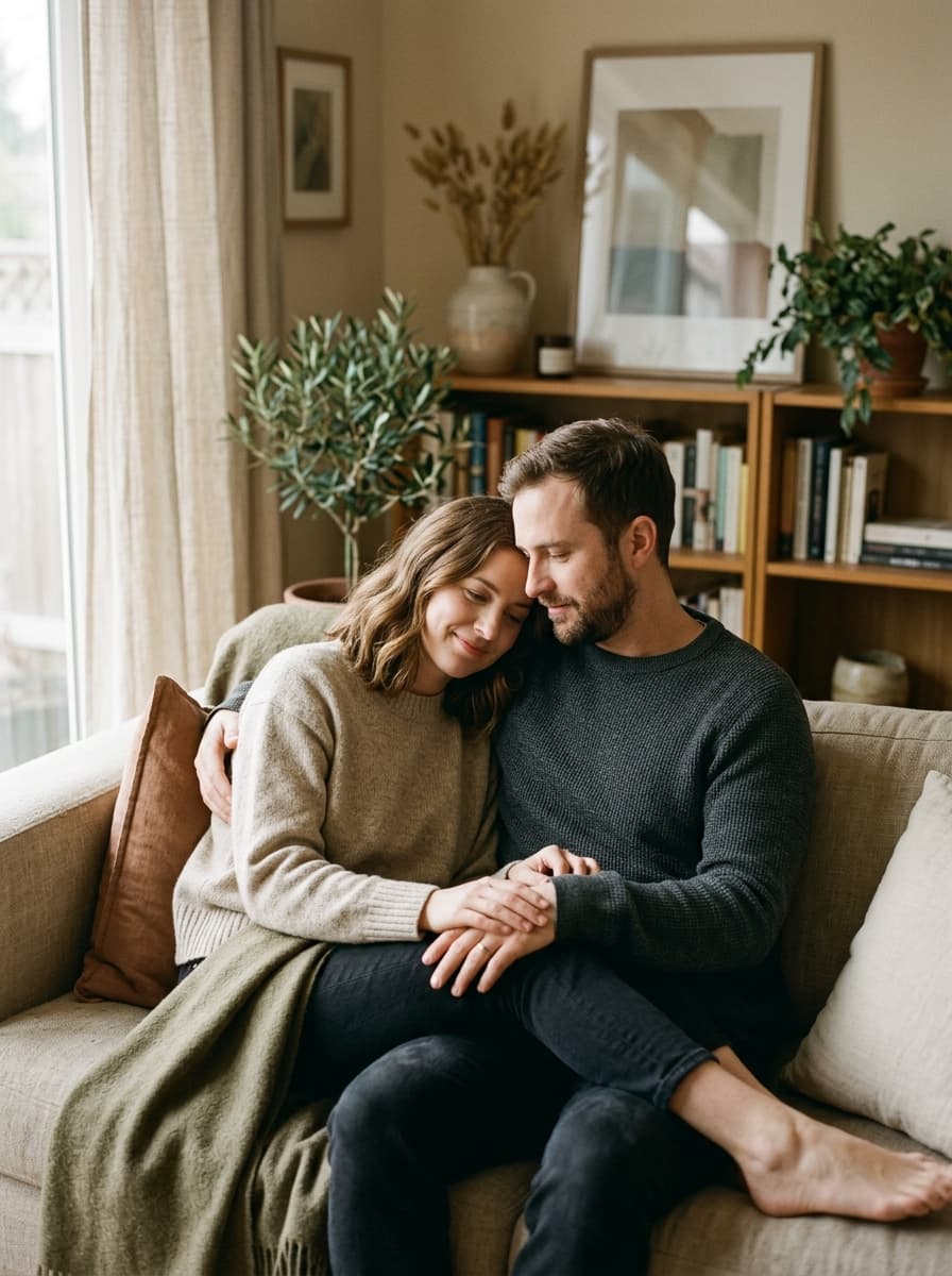 Couple in warm light — sexual and hormonal health