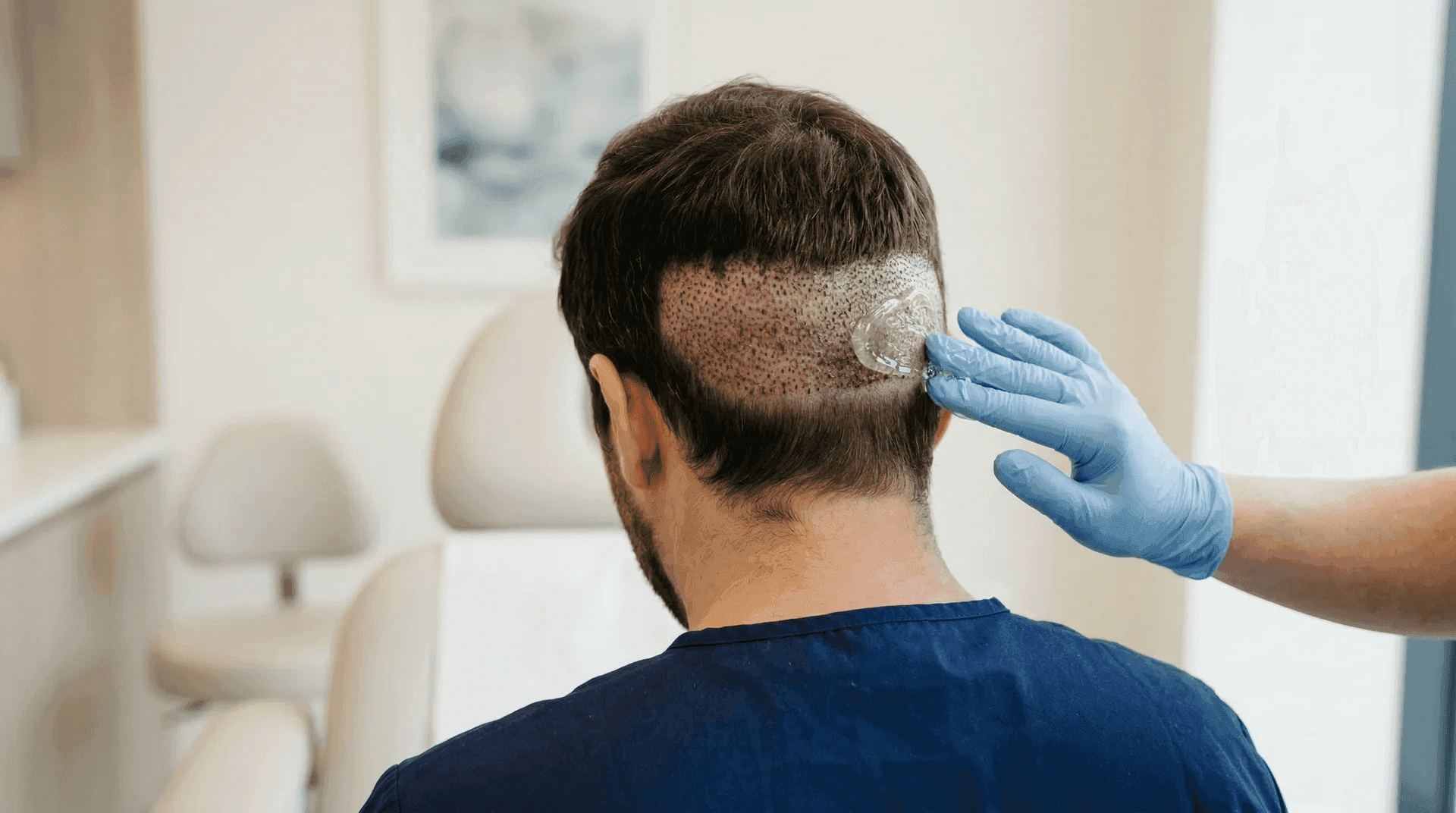 Physician performing scalp treatment